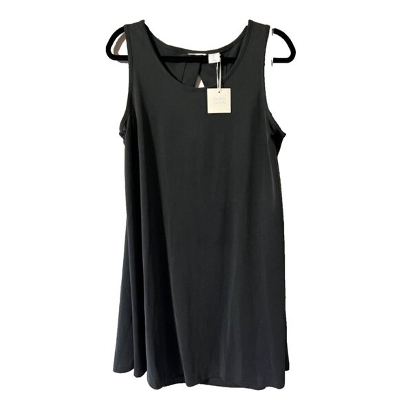 Sigrid Olsen Dress L Large Dark Gray Cutout Back Washable Sleeveless Stretch NWT - Picture 4 of 5